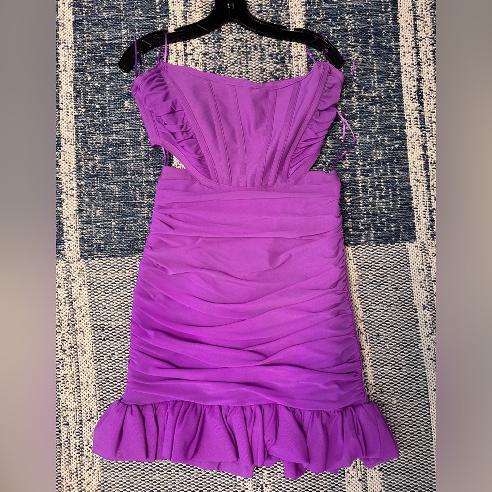 Fashion Nova Bold Purple Ruched Mini Dress